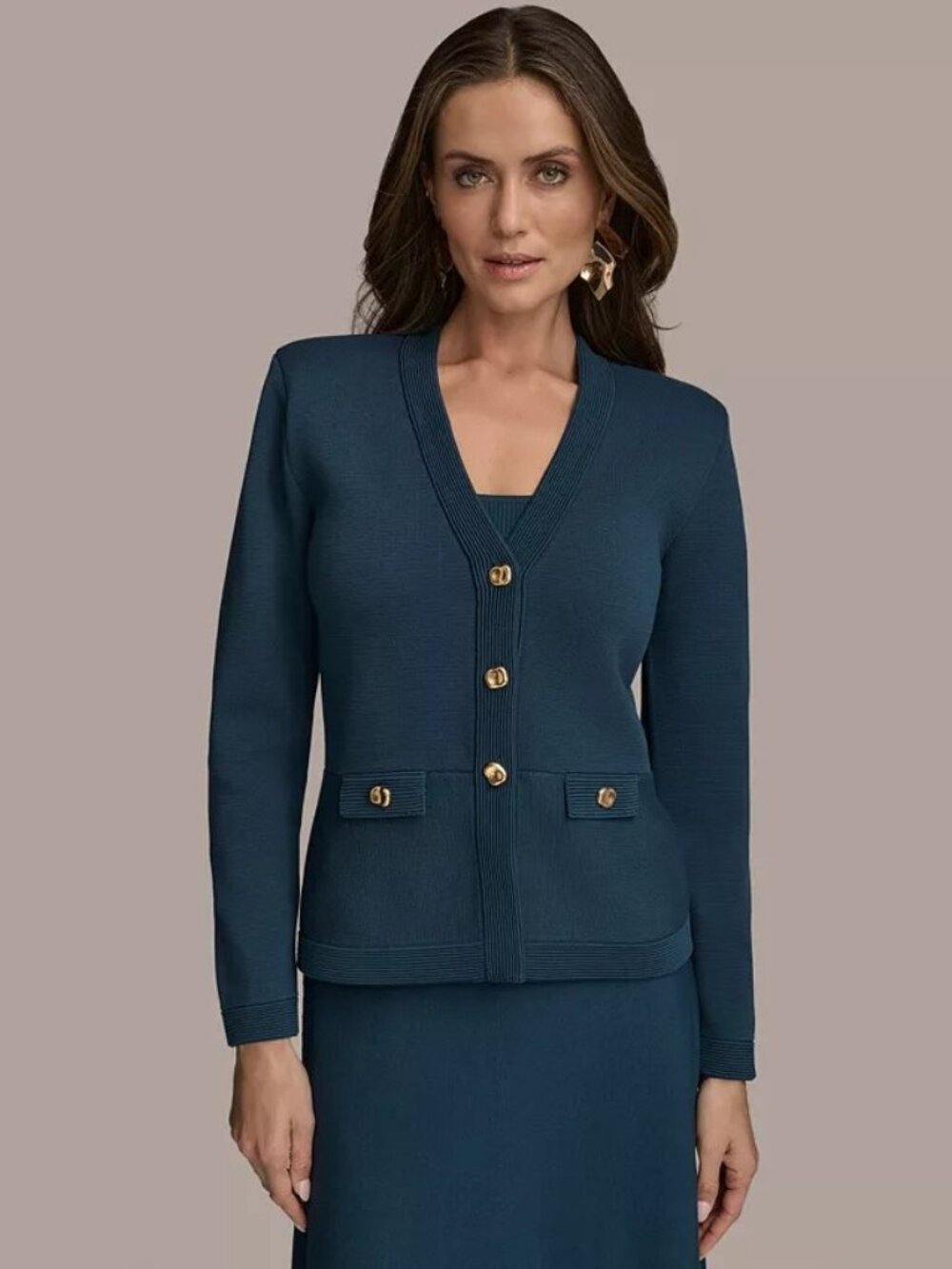 Donna Karan New York Women's V-Neck Cardigan M NWT! Tide